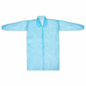 Халат одноразовый голубой на кнопках КОМПЛЕКТ 10 шт., XXL, 56-58 размер, 110 см, рукав на резинке, 30 г/м2, ОПТИТРЕЙД за 1&nbsp;088 ₽. Одноразовая медицинская одежда.  Доставка по РФ. Без переплат!