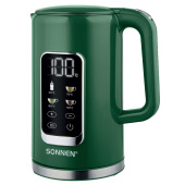 Чайник с терморегулятором и дисплеем, ДВОЙНЫЕ СТЕНКИ, SONNEN KT-8723EG, 1,7 л, 2200 Вт, изумрудный, 454689 за 2&nbsp;670 ₽. Чайники.  Доставка по РФ. Без переплат!