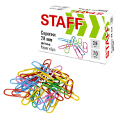 Скрепки STAFF 28 мм, цветные, 70 штук, 271708 за 16 ₽. Скрепки канцелярские.  Доставка по РФ. Без переплат!