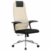 Кресло офисное BRABIX PREMIUM "Ultimate EX-801" хром, плотная двойная сетка Х2, черное/бежевое, 532919 за 13 675 ₽. Кресла для руководителей. Доставка по РФ. Без переплат!