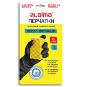 Перчатки МНОГОРАЗОВЫЕ латексные LAIMA, с ХЛОПКОВЫМ ВОЛОКНОМ, черные, размер XL (очень большой), вес 65 г, 700536 за 50 ₽. Перчатки для защиты от химических воздействий.  Доставка по РФ. Без переплат!