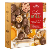 Конфеты-грильяж в шоколаде "Shoco Rolls" с арахисом, изюмом, цукатами, апельсином и медом, 135 г, БЕРЕСТОВ А.С., УТ-00031671 за 483 ₽. Конфеты в коробках.  Доставка по РФ. Без переплат!