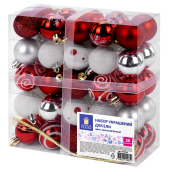 Шары елочные НАБОР 50 предметов "Red & Snow Winter", пластик, красный/белый, ЗОЛОТАЯ СКАЗКА, 592595 за 1 088 ₽. Наборы украшений для ели.  Доставка по РФ. Без переплат!