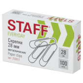 Скрепки STAFF "EVERYDAY", 28 мм, металлические, 100 шт., в картонной коробке, Россия, 220012 за 26 ₽. Скрепки канцелярские.  Доставка по РФ. Без переплат!