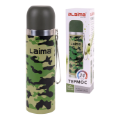 Термос LAIMA с узким горлом, 0,5 л, нержавеющая сталь, хаки, 601409 за 479 ₽. Термосы.  Доставка по РФ. Без переплат!