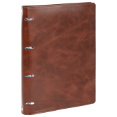 Тетрадь на кольцах БОЛЬШАЯ А4 (240х310 мм), 120 листов, под кожу, клетка, BRAUBERG "Main", коричневый, 404511 за 877 ₽. Тетради на кольцах.  Доставка по РФ. Без переплат!