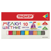 Мел цветной квадратный 10 штук, ПИФАГОР, картонная упаковка, 221168 за 54 ₽. Мел белый и цветной.  Доставка по РФ. Без переплат!