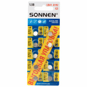 Батарейки алкалиновые "таблетка" КОМПЛЕКТ 10 шт., SONNEN Alkaline, 192A (G3, LR41), в блистере, 457134 за 53 ₽. Батарейки.  Доставка по РФ. Без переплат!