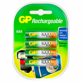 Батарейки аккумуляторные Ni-Mh мизинчиковые КОМПЛЕКТ 4 шт. AAA (HR03) 950 mAh, GP, 100AAAHC-2DECRC4 за 1 667 ₽. Аккумуляторные батарейки.  Доставка по РФ. Без переплат!
