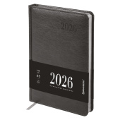 Ежедневник датированный 2026, А5, 138х213 мм, BRAUBERG "Impression", под кожу, серый, 117513 за 425 ₽. Ежедневники с покрытием "под кожу и ткань".  Доставка по РФ. Без переплат!