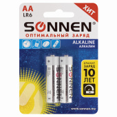 Батарейки КОМПЛЕКТ 2 шт., SONNEN Alkaline, АА (LR6, 15А), алкалиновые, пальчиковые, блистер, 451084 за 56 ₽. Батарейки.  Доставка по РФ. Без переплат!