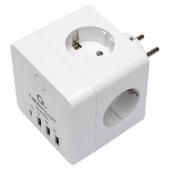 Сетевой фильтр CABLEXPERT Cube, 4 розетки, 16А, 1xType-C PD, 3хUSB, белый, CUBE-4-СU3-W за 1 995 ₽. Сетевые фильтры.  Доставка по РФ. Без переплат!