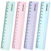 Линейка пластиковая 15 см BRAUBERG "PASTEL", тонированная, ассорти, 117012 за 22 ₽. Линейки.  Доставка по РФ. Без переплат!