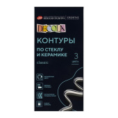 Контуры для работ по стеклу и керамике "Декола", НАБОР 3 цвета, туба по 18 мл, 5341375 за 428 ₽. Краски по стеклу и керамике.  Доставка по РФ. Без переплат!