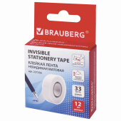 Клейкая лента невидимая, матовая, 12 мм х 33 м, BRAUBERG, 227256 за 75 ₽. Клейкие ленты канцелярские.  Доставка по РФ. Без переплат!