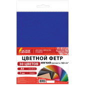 Фетр мягкий А4, 1 мм, 30 листов, 30 цветов, плотность 160 г/м2, ОСТРОВ СОКРОВИЩ, 665472 за 415 ₽. Фетр.  Доставка по РФ. Без переплат!
