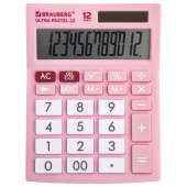 Калькулятор настольный BRAUBERG ULTRA PASTEL-12-PK (192x143 мм), 12 разрядов, двойное питание, РОЗОВЫЙ, 250503 за 884 ₽. Калькуляторы настольные.  Доставка по РФ. Без переплат!