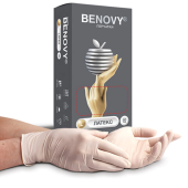 Перчатки латексные смотровые 50 пар (100 штук), размер 8-9, L (большой), бежевые, BENOVY Latex Chlorinated за 706 ₽. Перчатки медицинские.  Доставка по РФ. Без переплат!