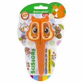 Ножницы 130 мм, фигурные рукоятки с резиновыми вставками "Белочка", с чехлом, BRAUBERG KIDS, 238353 за 110 ₽. Ножницы детские.  Доставка по РФ. Без переплат!