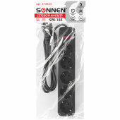 Сетевой фильтр SONNEN SPB-185, 5 розеток с заземлением, выключатель, 10 А, 1,8 м, черный, 513656 за 365 ₽. Сетевые фильтры.  Доставка по РФ. Без переплат!