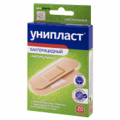 Набор лейкопластырей бактерицидных 20 шт., УНИПЛАСТ, 1,9х7,2 см, натуральные, 20024374 за 114 ₽. Наборы пластырей.  Доставка по РФ. Без переплат!