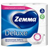 Бумага туалетная 3-слойная, 4 рулона (4х18 м), белая, ZEMMA/ZEWA Deluxe, 32281 за 219 ₽. Туалетная бумага офисно-бытовая.  Доставка по РФ. Без переплат!