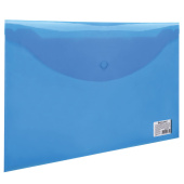 Папка-конверт с кнопкой BRAUBERG, А4, до 100 листов, прозрачная, синяя, 0,15 мм, 221637 за 32 ₽. Папки-конверты с кнопкой.  Доставка по РФ. Без переплат!