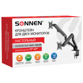 Кронштейн для двух мониторов настольный VESA 75х75, 100х100, 17"-27", до 14 кг, SONNEN MOTION, 455945 за 6 757 ₽. Кронштейны для мониторов.  Доставка по РФ. Без переплат!
