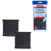 Губка-скрабер 11х10х1,5 см, поролон + металлическая оплетка КОМПЛЕКТ 2 штуки, посуда, уборка, LAIMA, 700058 за 54 ₽. Губки хозяйственные.  Доставка по РФ. Без переплат!
