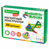 Магнитный конструктор MAGNETIC BLOCKS, 30 магнитных деталей, BRAUBERG KIDS, 665719 за 731 ₽. Конструкторы.  Доставка по РФ. Без переплат!