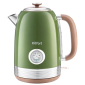 Чайник KITFORT КТ-6110, 1,7 л, 2200 Вт, закрытый нагревательный элемент, сталь, зеленый/бежевый за 4 698 ₽. Чайники.  Доставка по РФ. Без переплат!