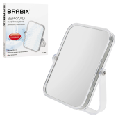 Зеркало настольное BRABIX, 19х16 см, двустороннее, с увеличением, прозрачная рамка, 607423 за 556 ₽. Зеркала.  Доставка по РФ. Без переплат!