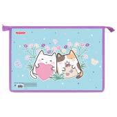 Папка для тетрадей ПИФАГОР А4, 1 отделение, картон/пластик, на молнии, "Cat friends", 272127 за 148 ₽. Папки для тетрадей и уроков труда.  Доставка по РФ. Без переплат!