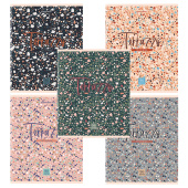 Тетрадь А5 96 л. BRAUBERG скоба, клетка, обложка картон, "Terrazzo" (микс в спайке), 404437 за 67 ₽. Тетради более 60 листов.  Доставка по РФ. Без переплат!