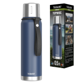 Термос 0,5 л TAIGARU (ТАЙГАРУ) CHOICE, нержавеющая сталь SUS316, крышка/кружка, ремешок, синий матовый, 700312 за 996 ₽. Термосы.  Доставка по РФ. Без переплат!