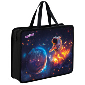Папка на молнии с ручками ЮНЛАНДИЯ А4, 1 отделение, пластик, 80 мм, "Space explorer", 273365 за 214 ₽. Папки-сумки с ручками.  Доставка по РФ. Без переплат!