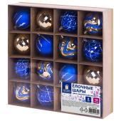 Шары елочные 16 шт., 8 см, "Blue&Gold", пластик, золото/синий, ЗОЛОТАЯ СКАЗКА, 592454 за 1&nbsp;391 ₽. Шары елочные.  Доставка по РФ. Без переплат!