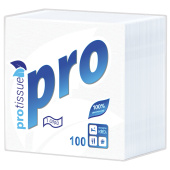 Салфетки бумажные 100 шт., 24х24 см, PROtissue COMFORT, белые, 100% целлюлоза, С184 за 57 ₽. Салфетки столовые.  Доставка по РФ. Без переплат!