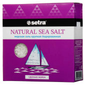 Соль морская йодированная SETRA, крупная 500 г, бте003 за 174 ₽. Соль.  Доставка по РФ. Без переплат!