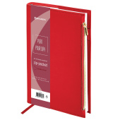 Ежедневник недатированный А5 145х220 мм, BRAUBERG "Zipline" под кожу, карман-молния, 160 л., красный, 116248 за 475 ₽. Ежедневники с покрытием "под кожу и ткань".  Доставка по РФ. Без переплат!