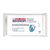 Салфетки влажные 15 шт., ЭКОНОМ SMART, антибактериальные, 30026 за 23 ₽. Салфетки влажные.  Доставка по РФ. Без переплат!