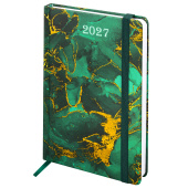 Ежедневник датированный 2027 с резинкой, 145х203 мм, А5, BRAUBERG, твердый, фольга, "Marmaron", 117823 за 190 ₽. Ежедневники с твердой обложкой.  Доставка по РФ. Без переплат!