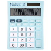 Калькулятор настольный BRAUBERG ULTRA PASTEL-12-LB (192x143 мм), 12 разрядов, двойное питание, ГОЛУБОЙ, 250502 за 884 ₽. Калькуляторы настольные.  Доставка по РФ. Без переплат!