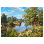Картина по номерам 40х50 см, ОСТРОВ СОКРОВИЩ "Пейзаж с рекой", на подрамнике, акрил, кисти, 663289 за 890 ₽. Наборы для рисования и моделирования.  Доставка по РФ. Без переплат!