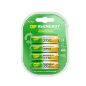 Батарейки аккумуляторные GP ReEnergy Ni-Mh пальчиковые КОМПЛЕКТ 4 шт., АА (HR6), 2600mAh, 270AAHCRGY, 270AAHCRGY-2CRC за 2&nbsp;357 ₽. Аккумуляторные батарейки.  Доставка по РФ. Без переплат!