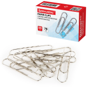 Скрепки большие 78 мм, BRAUBERG, никелированные, гофрированные, 50 шт., в картонной коробке, 270450 за 225 ₽. Скрепки канцелярские.  Доставка по РФ. Без переплат!