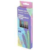 Ручки шариковые автоматические с грипом BRAUBERG "CLASSIC PASTEL", СИНИЕ, НАБОР 5 ШТ., пишущий узел 0,5 мм, линия письма 0,35 мм, 144470 за 80 ₽. Ручки шариковые автоматические.  Доставка по РФ. Без переплат!