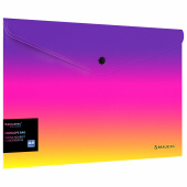 Папка-конверт с кнопкой BRAUBERG "Grade", А4, до 100 листов, желто-розовый градиент, 0,18 мм, 271964 за 48 ₽. Папки-конверты с кнопкой.  Доставка по РФ. Без переплат!