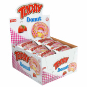 Кекс TODAY "Donut", со вкусом клубники, ТУРЦИЯ, 24 штуки по 40 г в шоу-боксе, 1367 за 1 393 ₽. Печенье, крекеры, сухари и сушки. Доставка по РФ. Без переплат!