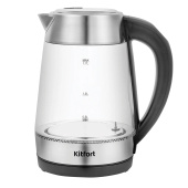 Чайник KITFORT КТ-6107, 1,7 л, 2200 Вт, закрытый нагревательный элемент, ТЕРМОРЕГУЛЯТОР, стекло, черный за 3 866 ₽. Чайники.  Доставка по РФ. Без переплат!